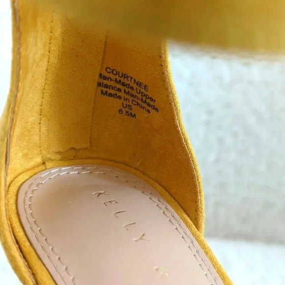 Kelly & Katie 3 Strap Dark Yellow Suede Heels - Picture 8 of 8